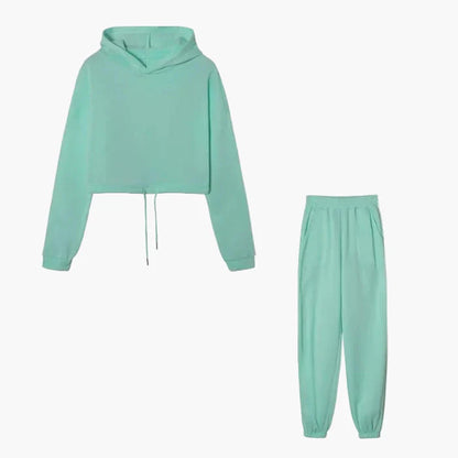 Ensemble Survêtement Femme Hoodie Court et Jogging Décontracté Urbain