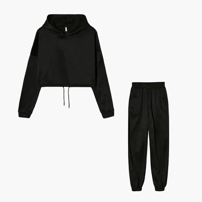 Ensemble Survêtement Femme Hoodie Court et Jogging Décontracté Urbain