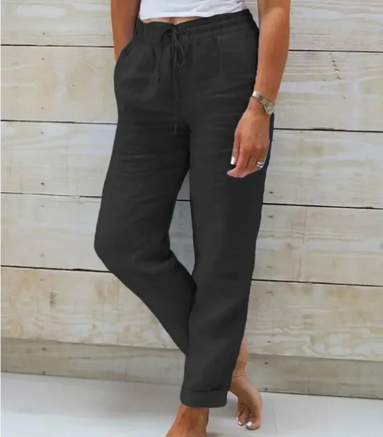Pantalon décontracté taille haute pour femme style quotidien chic