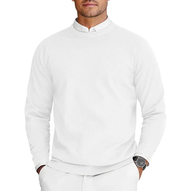 Maglione da uomo girocollo testurizzato a maniche lunghe, disponibile in diversi colori