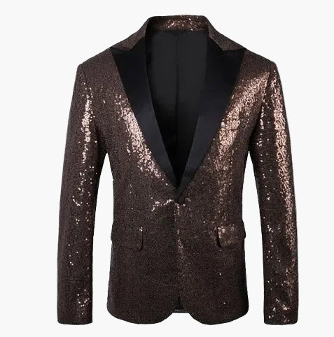 Chaqueta de noche para hombre con lentejuelas multicolores, estilo festivo para eventos y fiestas