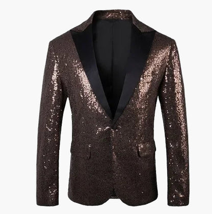 Chaqueta de noche para hombre con lentejuelas multicolores, estilo festivo para eventos y fiestas