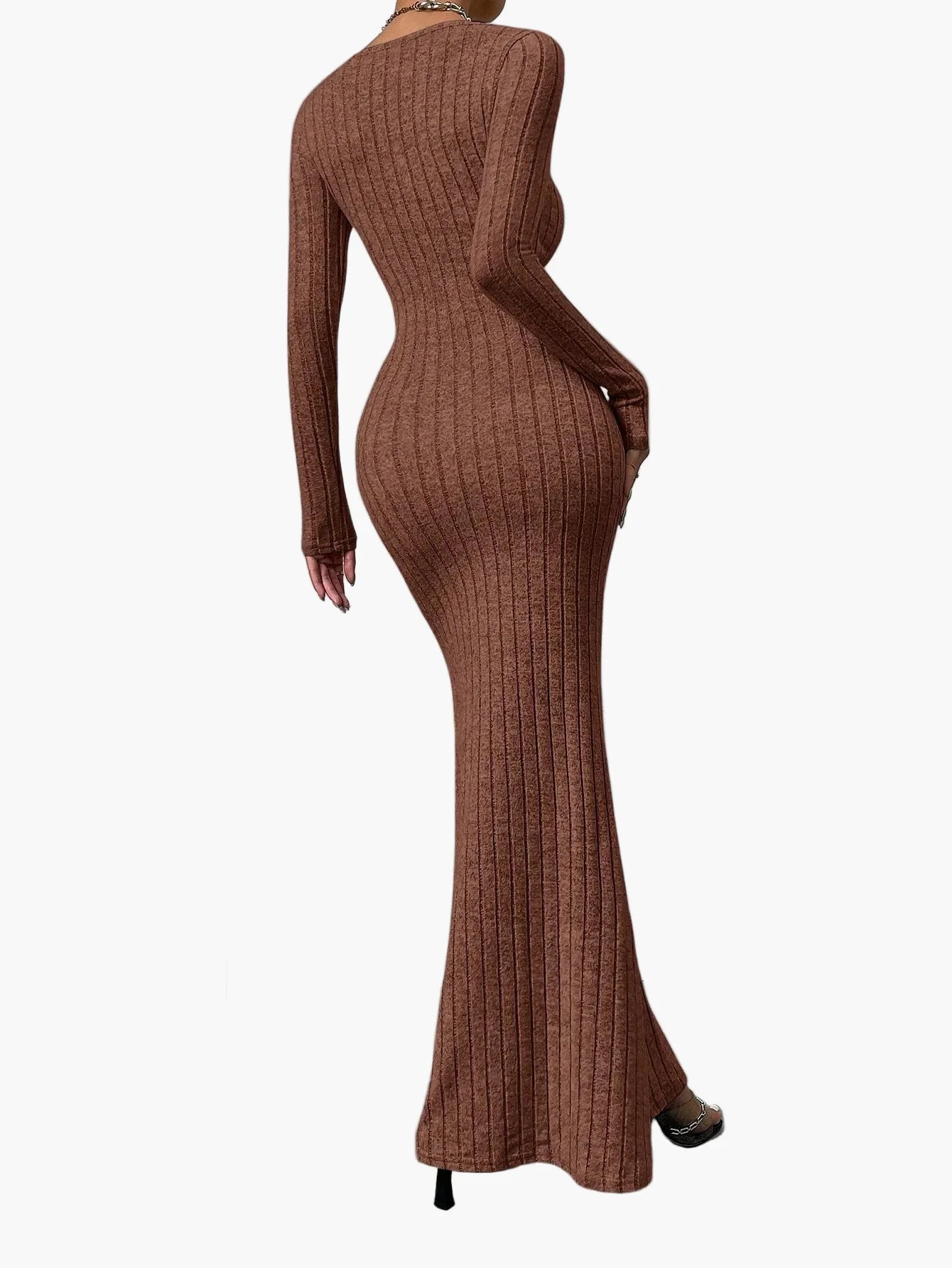 Robe longue moulante à manches longues pour femme – Élégance chic et moderne