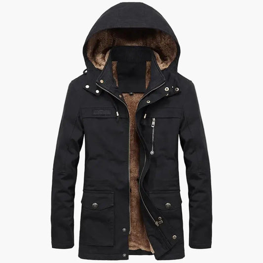 Men's winter hooded jacket urban casual style – warm and trendy long coat