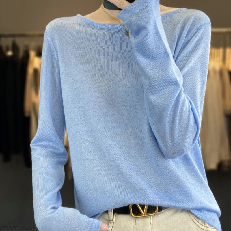Pull fin femme col bateau manches longues léger diverses couleurs