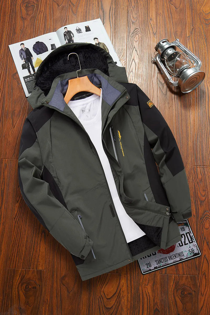 Herren-Kapuzenjacke mit Fleecefutter in Marineblau und Schwarz für den Outdoor-Bereich