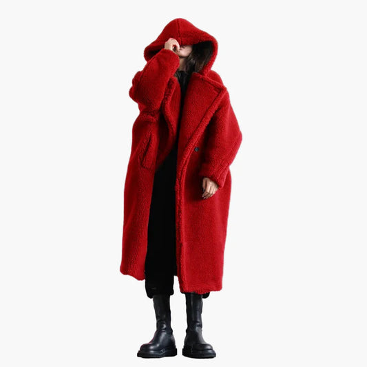 Manteau long à capuche style cocon pour femme – Élégance urbaine et confort oversize