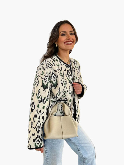 Pikowana kurtka damska w stylu boho chic, casualowa