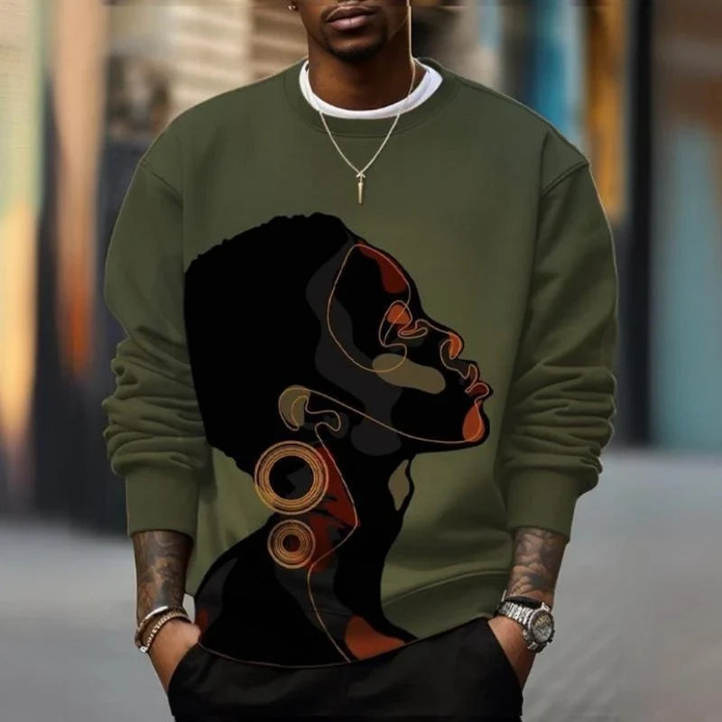 Herresweatshirt med grafisk print, rund hals og lange ærmer