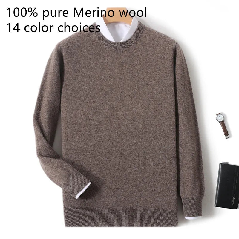 Pull homme col rond uni en maille douce à manches longues