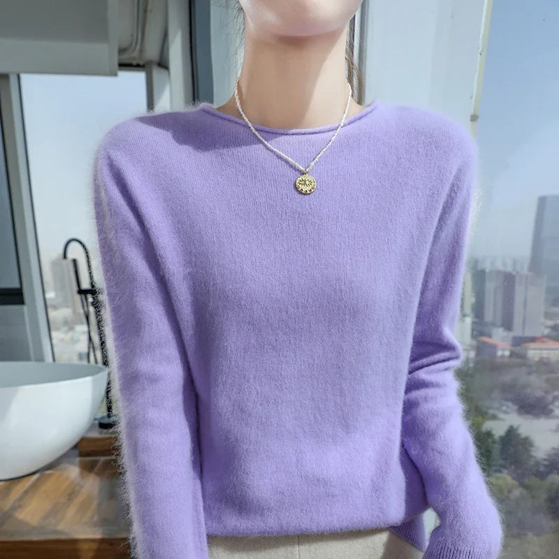 Women's soft crew-neck long-sleeve sweater, available in several colors