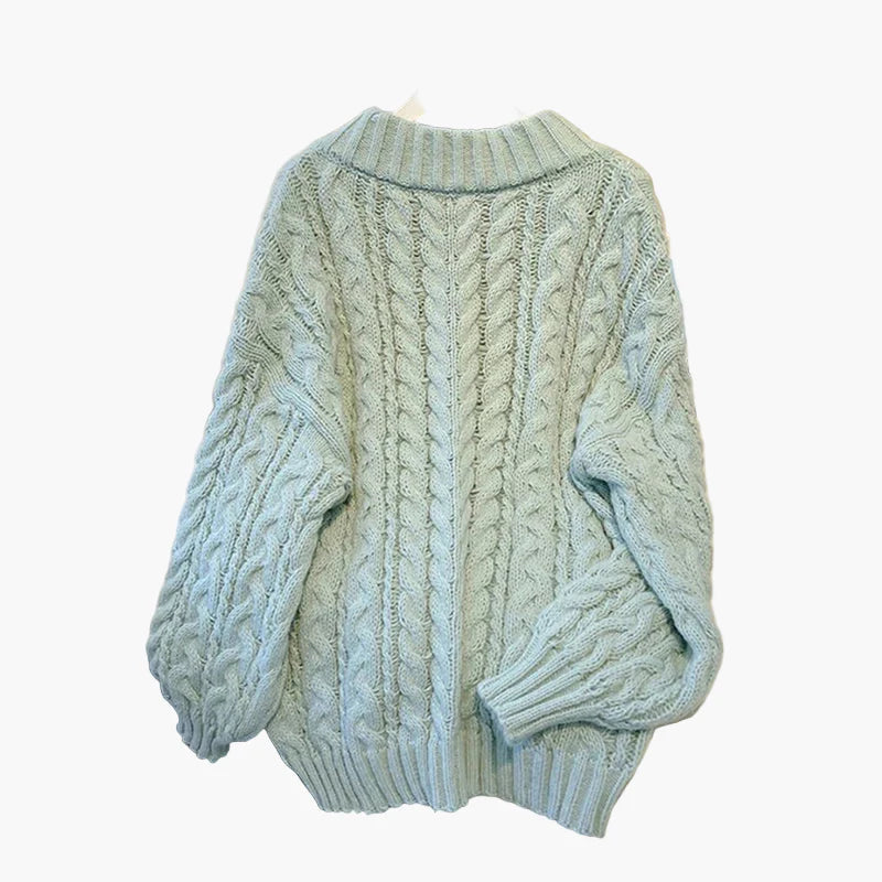 Pull torsadé col V ample pour femme, style décontracté et tendance