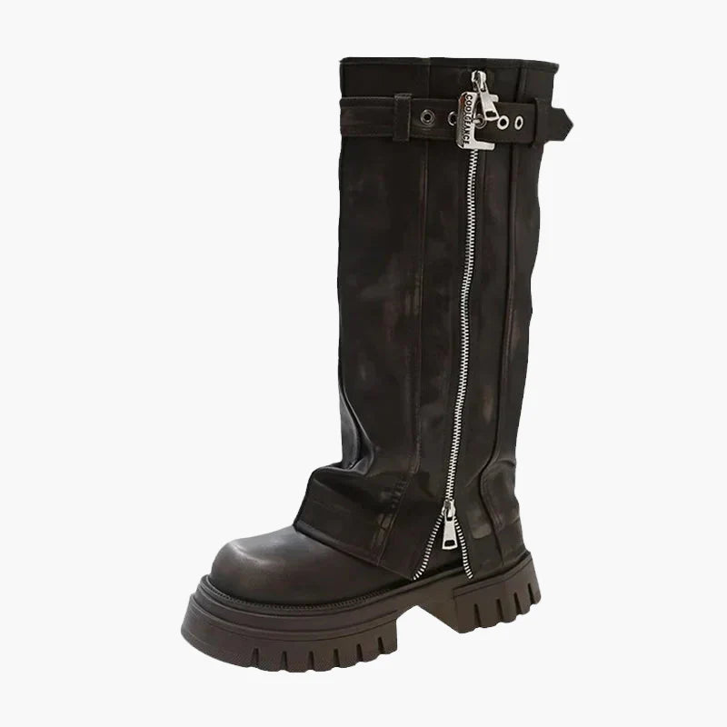 Bottes hautes plateforme style urbain pour femme – Look tendance et audacieux