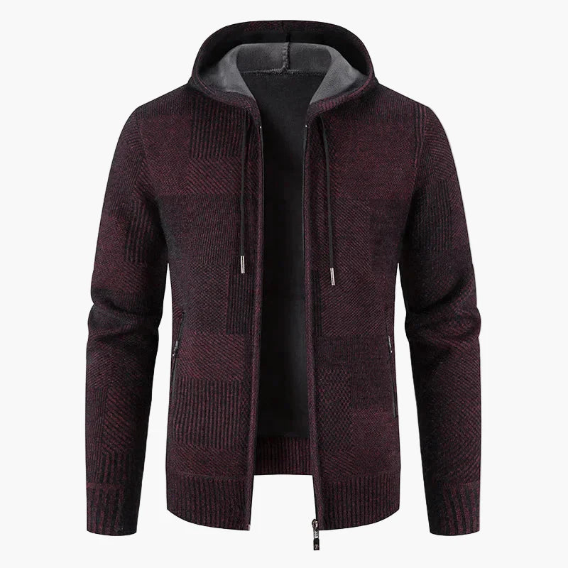 Chaqueta con capucha con cremallera estilo sudadera para hombre – Elegancia casual de invierno