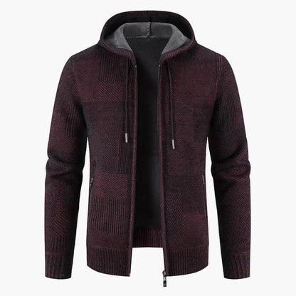 Chaqueta con capucha con cremallera estilo sudadera para hombre – Elegancia casual de invierno