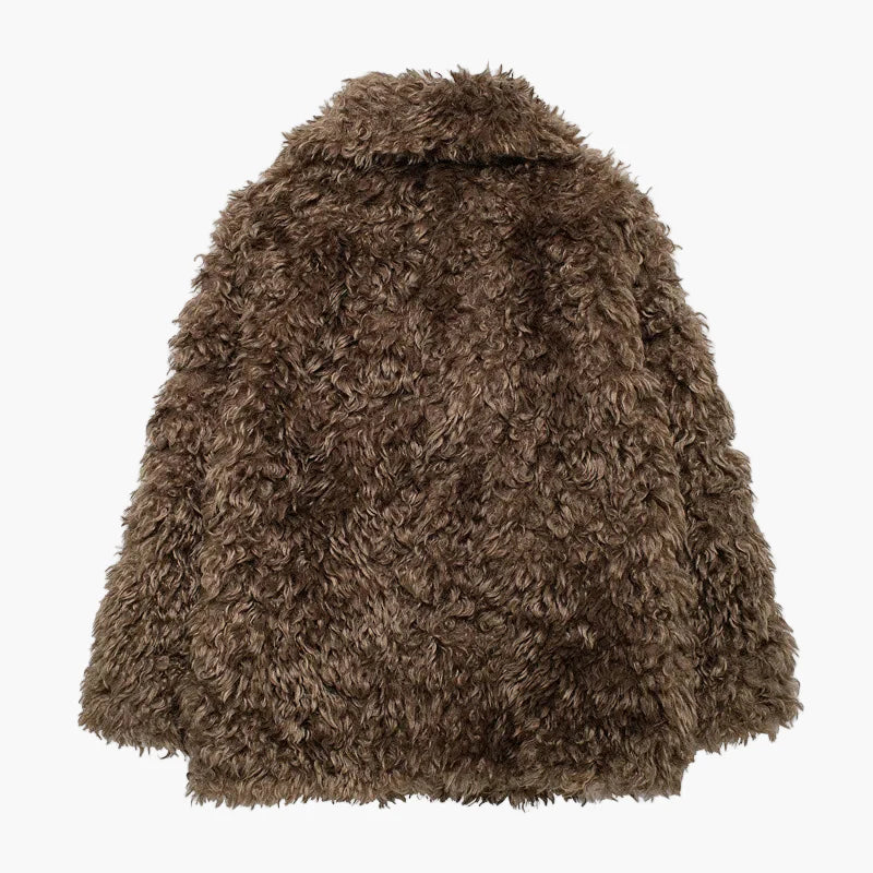 Abrigo de mujer estilo vintage de piel sintética con aspecto de oveja, tendencia invierno