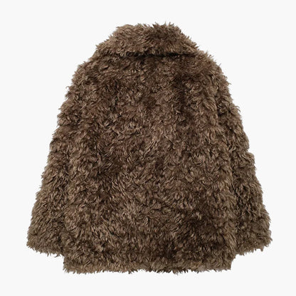Abrigo de mujer estilo vintage de piel sintética con aspecto de oveja, tendencia invierno