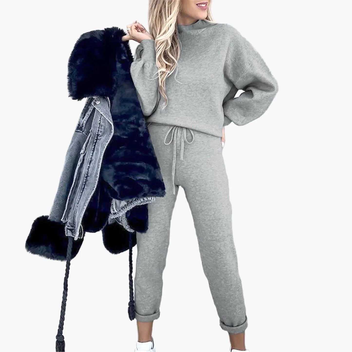 Dwuczęściowy zestaw damski styl casual chic na czas wolny i do miasta