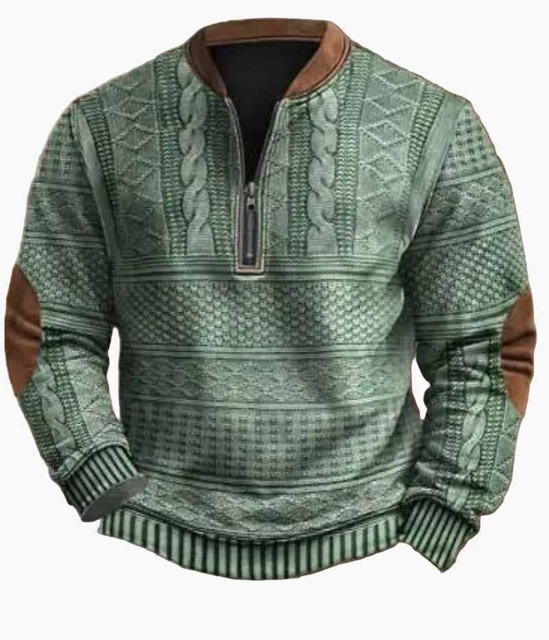 Herren-Sweatshirt mit halbem Reißverschluss im trendigen Herbst-/Winterstil – warmer, lässiger Stehkragenpullover