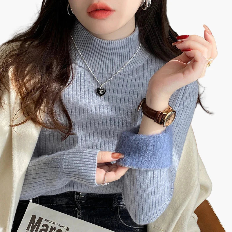 Jersey de Cuello Alto para Mujer Elegante Estilo Casual para Otoño e Invierno