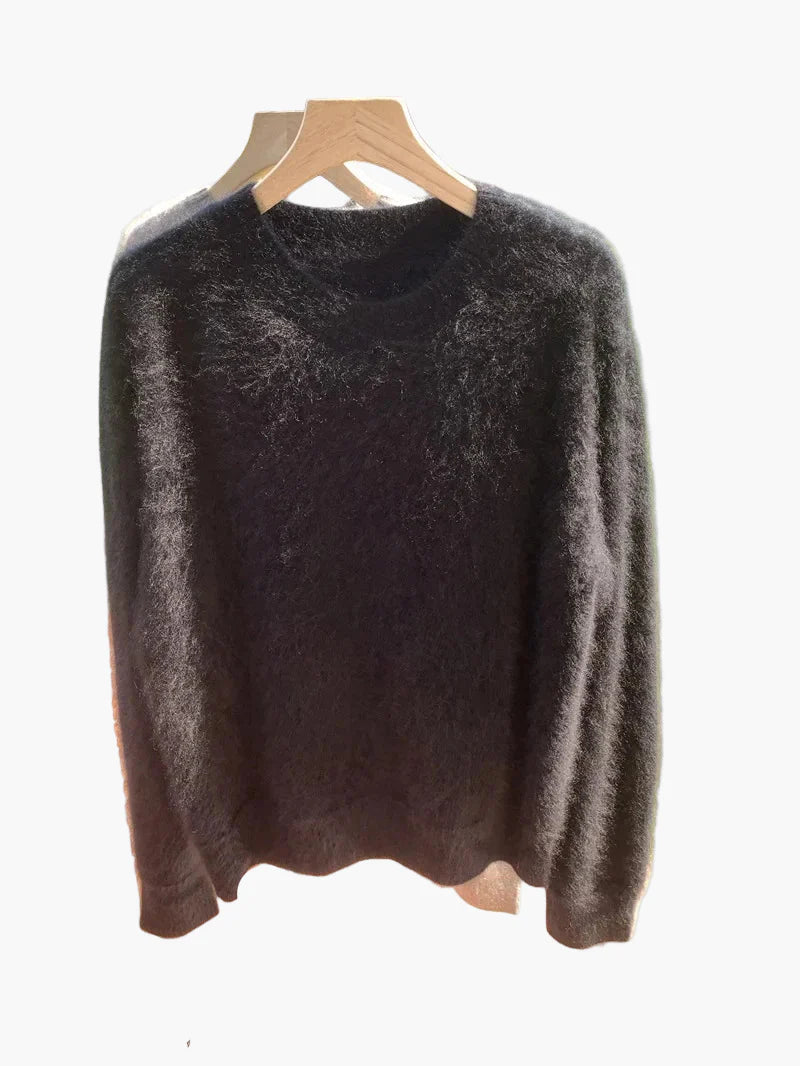 Pull ample style décontracté pour femme, col rond, look cocooning chic