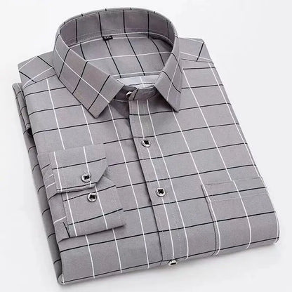 Camicia uomo elegante a righe stile business casual – maniche lunghe, tendenza urbana