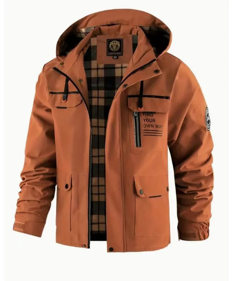 Veste à capuche homme coupe-vent et imperméable avec multiples poches