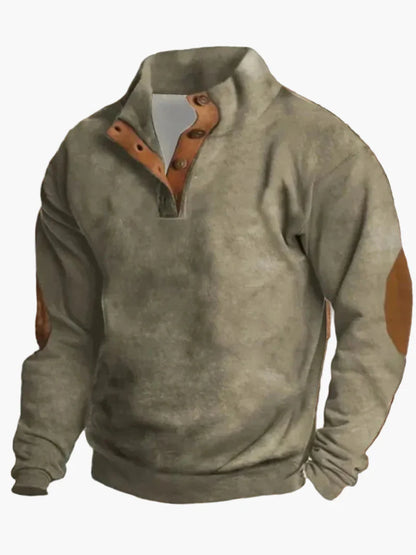 Sudadera para hombre estilo western vintage con estampado de vaquero, cuello alto, mangas largas – Ideal para el invierno y el ocio