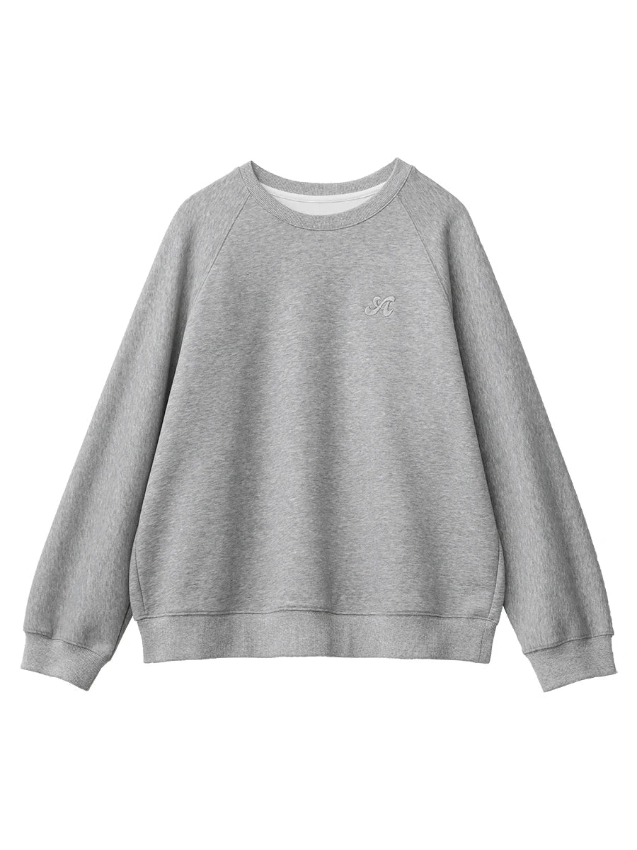 Sweatshirt Femme Col Rond Bleu Clair Manches Longues Brodées