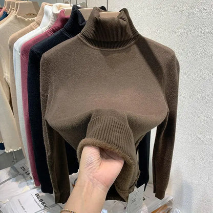 Damski sweter z podwójnym golfem w klasycznym i wygodnym stylu na zimę