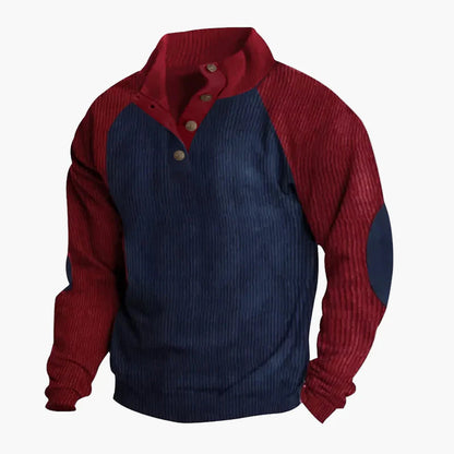 Casualowa bluza męska z kołnierzem na guziki w stylu retro na wypoczynek