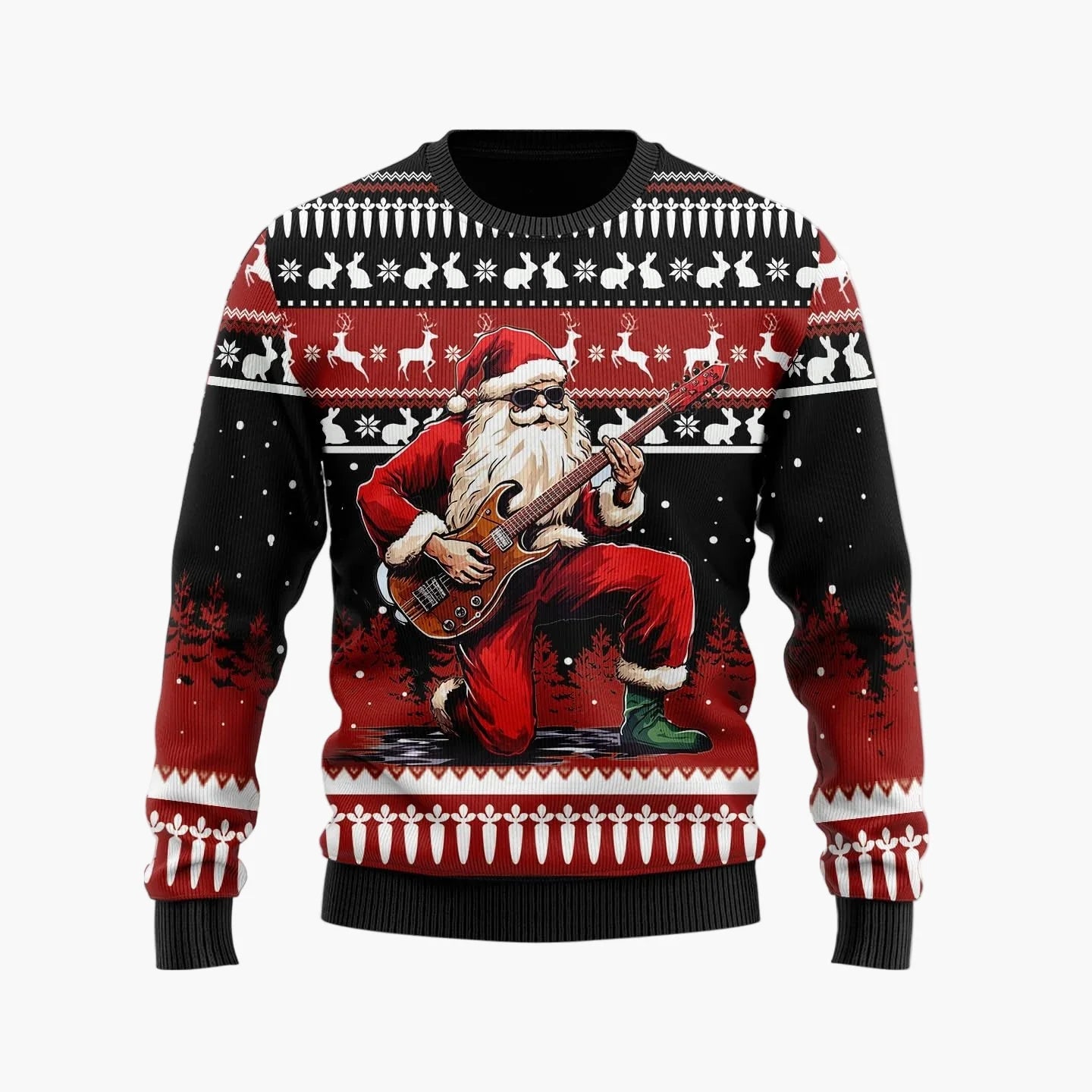 Zabawny męski sweter świąteczny – Styl retro, motyw Mikołaja, idealny na imprezy i wieczory Ugly Christmas Sweater
