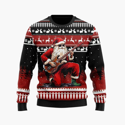 Zabawny męski sweter świąteczny – Styl retro, motyw Mikołaja, idealny na imprezy i wieczory Ugly Christmas Sweater