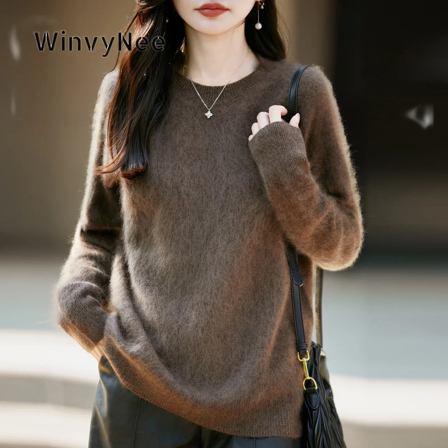 Women's cozy lightweight pale yellow crew-neck sweater