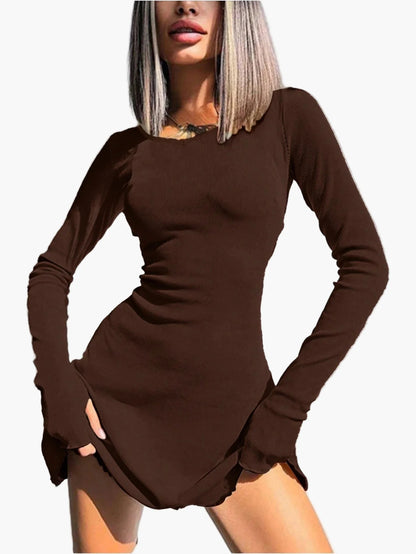 Robe moulante à manches longues style casual pour femme – Élégance quotidienne et silhouette flatteuse