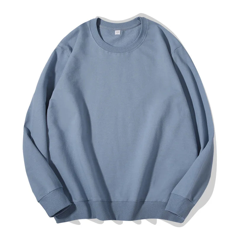 Sudadera informal lisa de cuello redondo, de tejido suave