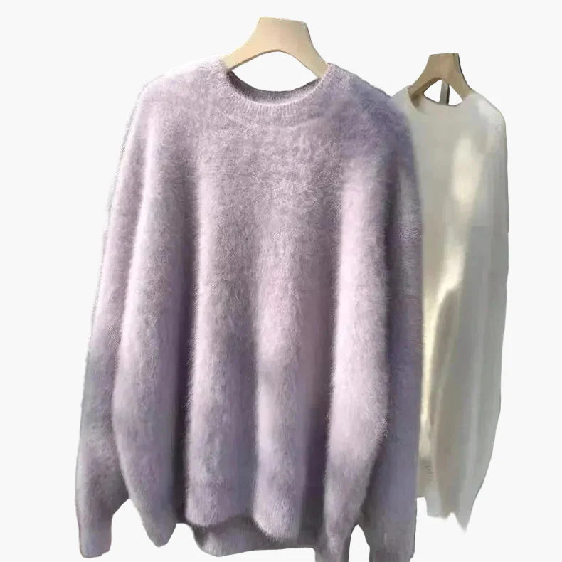 Pull ample style décontracté pour femme, col rond, look cocooning chic