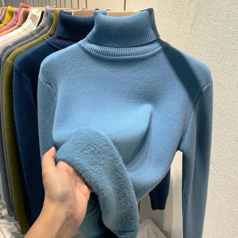 Damski sweter z podwójnym golfem w klasycznym i wygodnym stylu na zimę