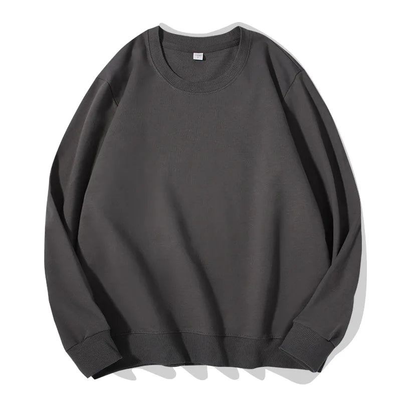 Sudadera informal lisa de cuello redondo, de tejido suave