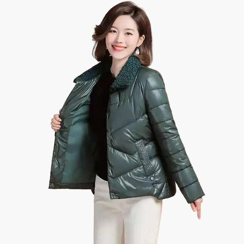 Doudoune Femme Élégante Col Fourrure Style Moderne pour Hiver et Ville