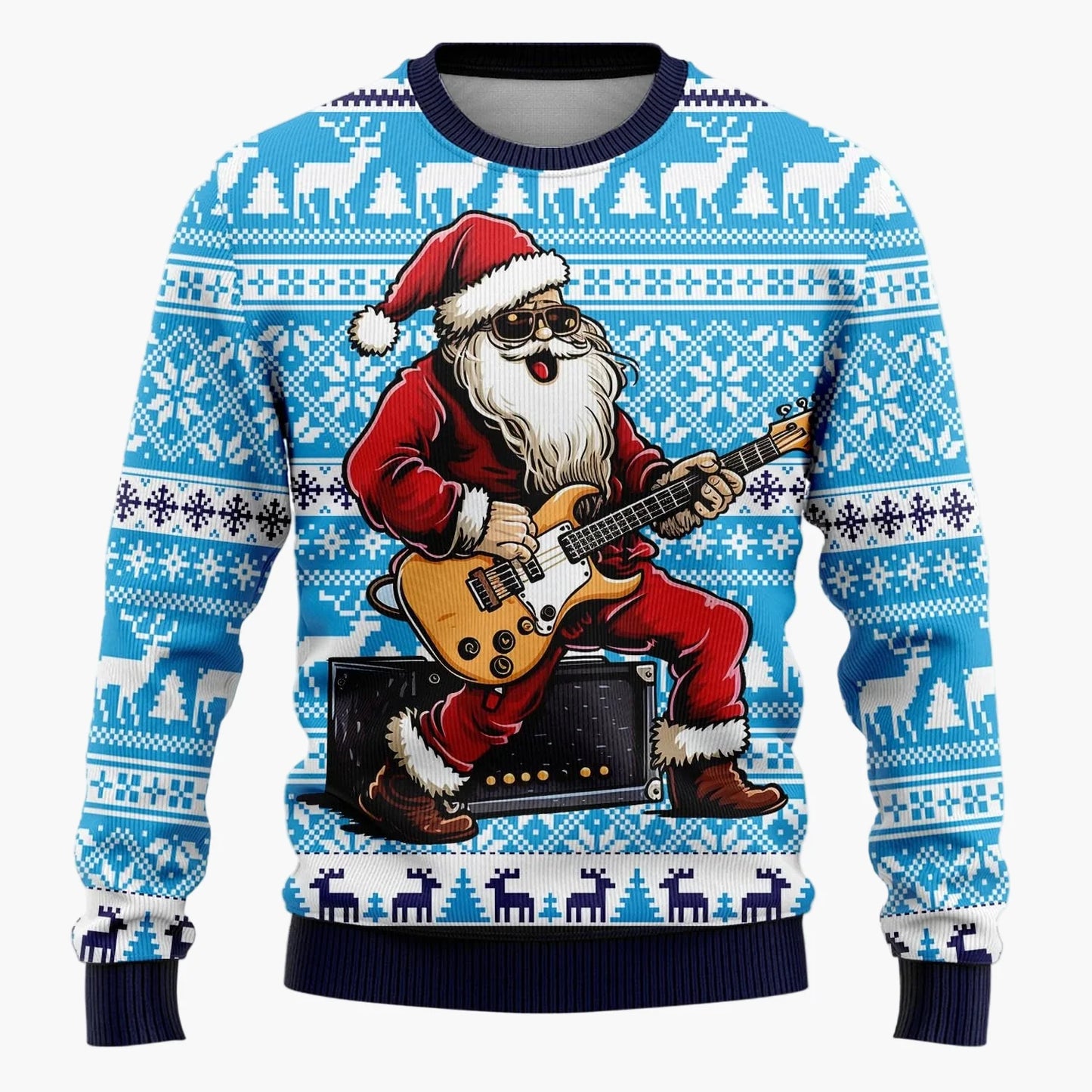 Zabawny męski sweter świąteczny – Styl retro, motyw Mikołaja, idealny na imprezy i wieczory Ugly Christmas Sweater