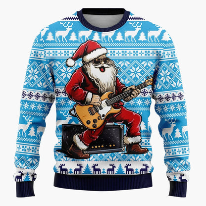 Zabawny męski sweter świąteczny – Styl retro, motyw Mikołaja, idealny na imprezy i wieczory Ugly Christmas Sweater
