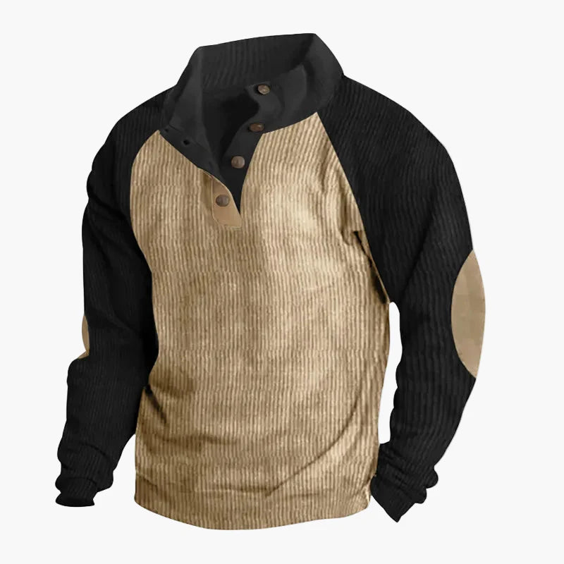 Casualowa bluza męska z kołnierzem na guziki w stylu retro na wypoczynek