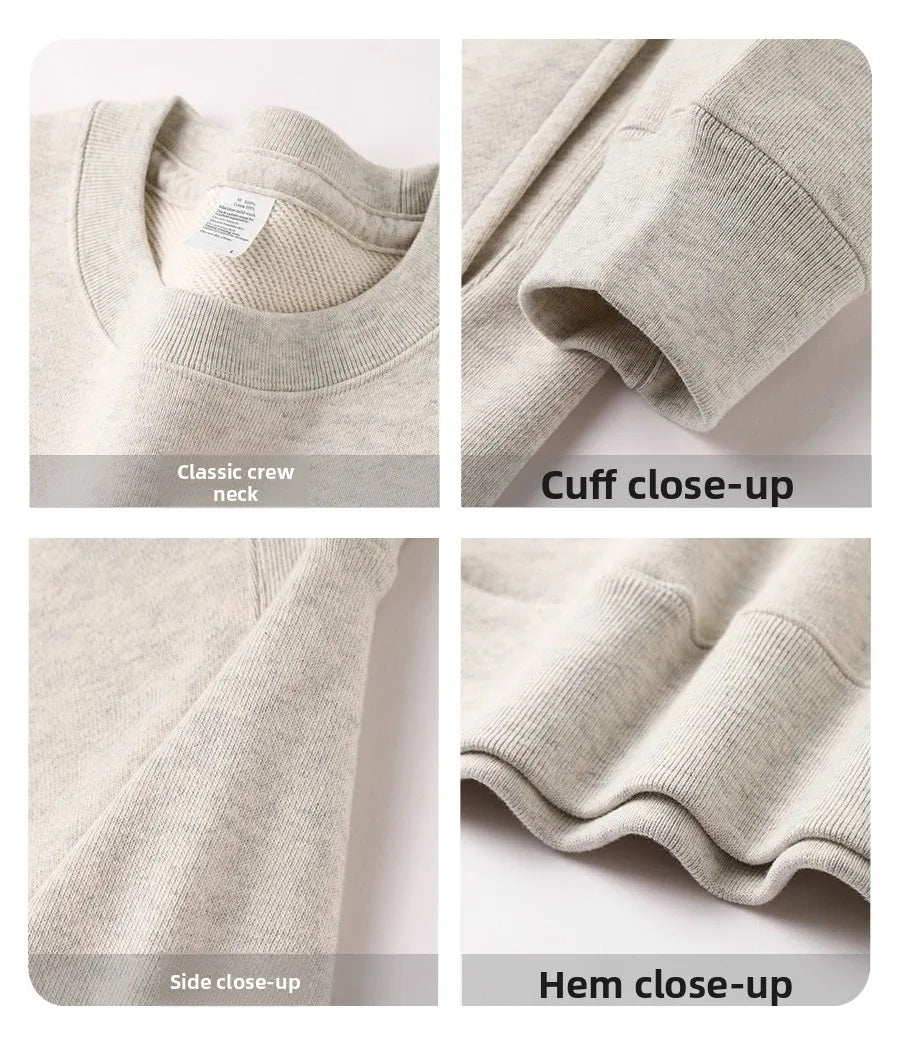 Avslappnad sweatshirt med rund hals och långa ärmar i ljusmelerad färg