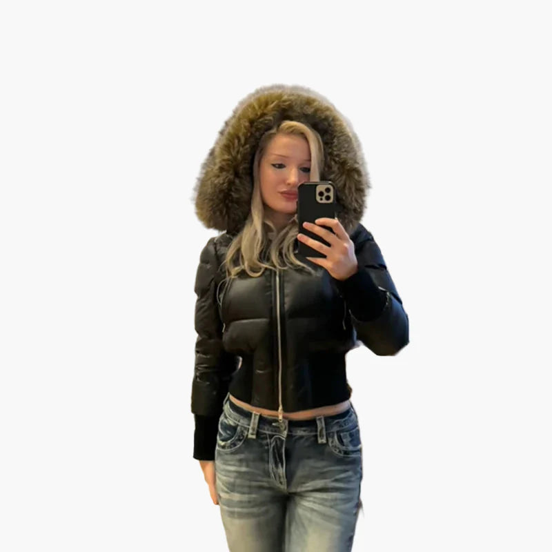 Gesteppter Damen-Wintermantel mit Kapuze, warmer und trendiger urbaner Stil