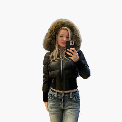 Gesteppter Damen-Wintermantel mit Kapuze, warmer und trendiger urbaner Stil