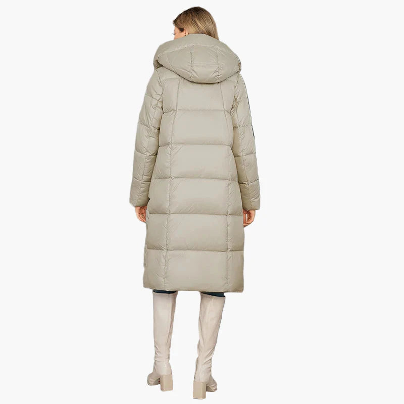 Abrigo acolchado largo para mujer estilo urbano elegante invierno