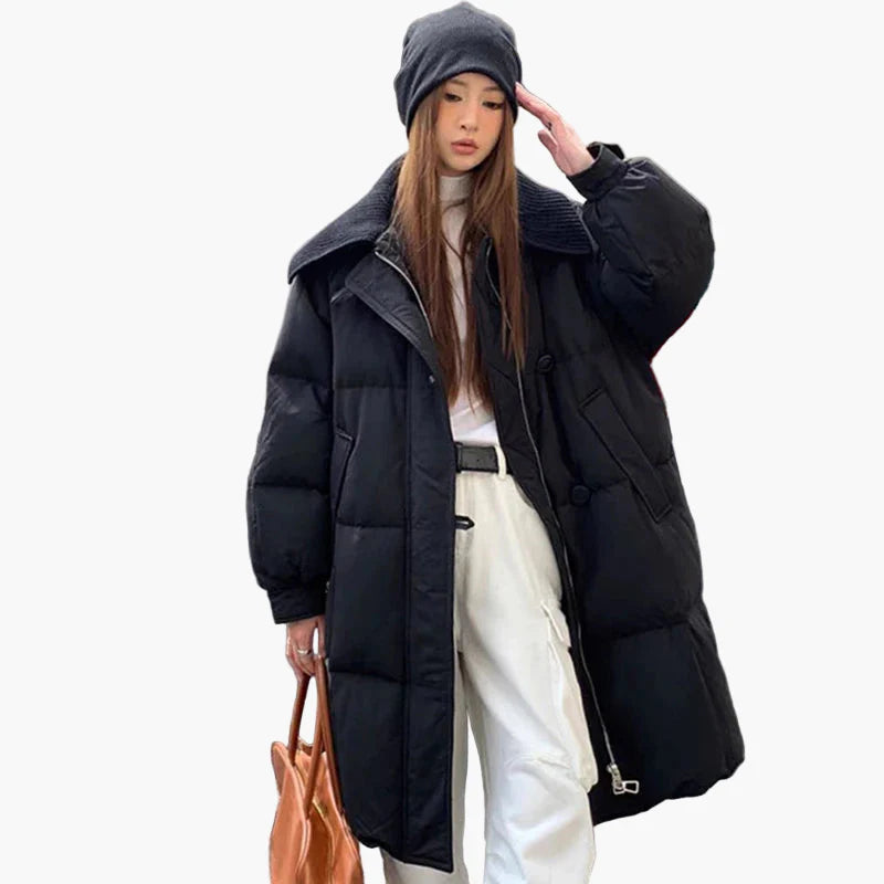 Lange Donsjas Dames Casual Stedelijke Stijl Warme Winter