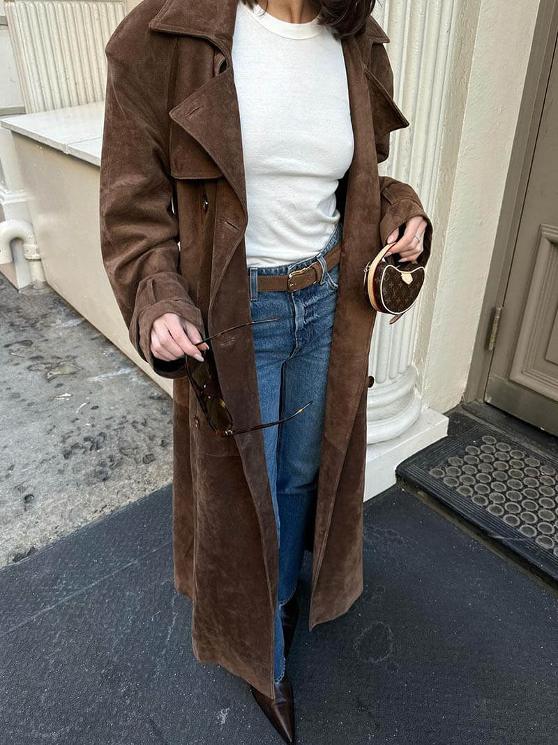 Manteau trench long style urbain pour femme