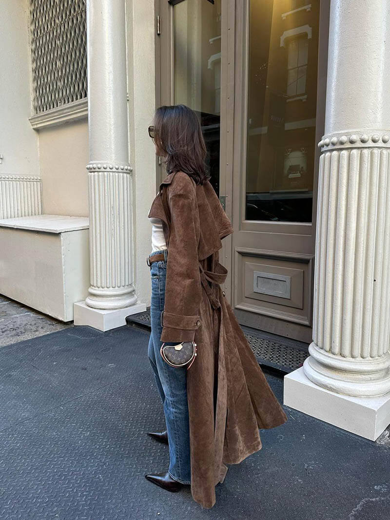 Manteau trench long style urbain pour femme